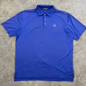 Peter Millar Summer Comfort Polo Shirt‎ Blue Mens Large L Performance Golf